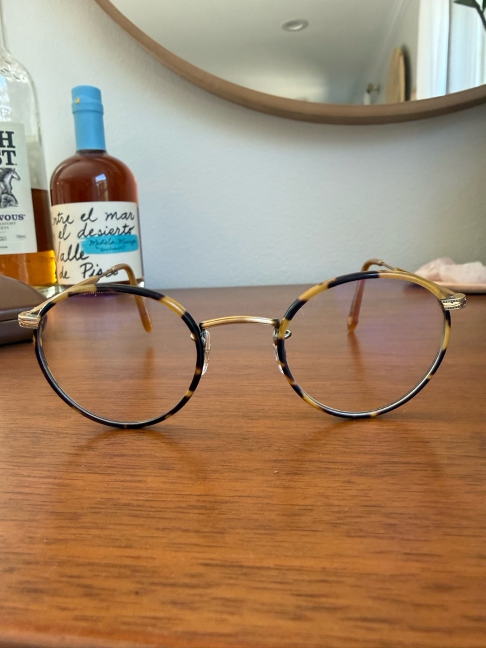 Garrett Leight Round Tortoiseshell and Gold Eyeglasses (the Wilson)